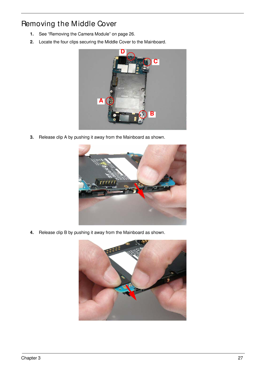 Acer F900 manual Removing the Middle Cover 