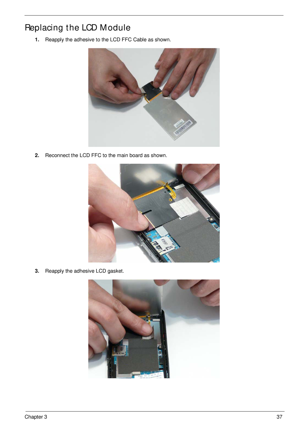 Acer F900 manual Replacing the LCD Module 