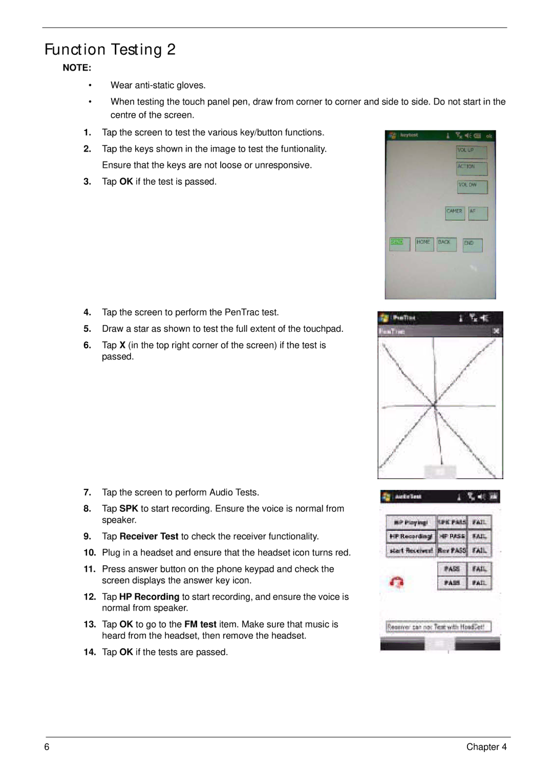 Acer F900 manual Function Testing 