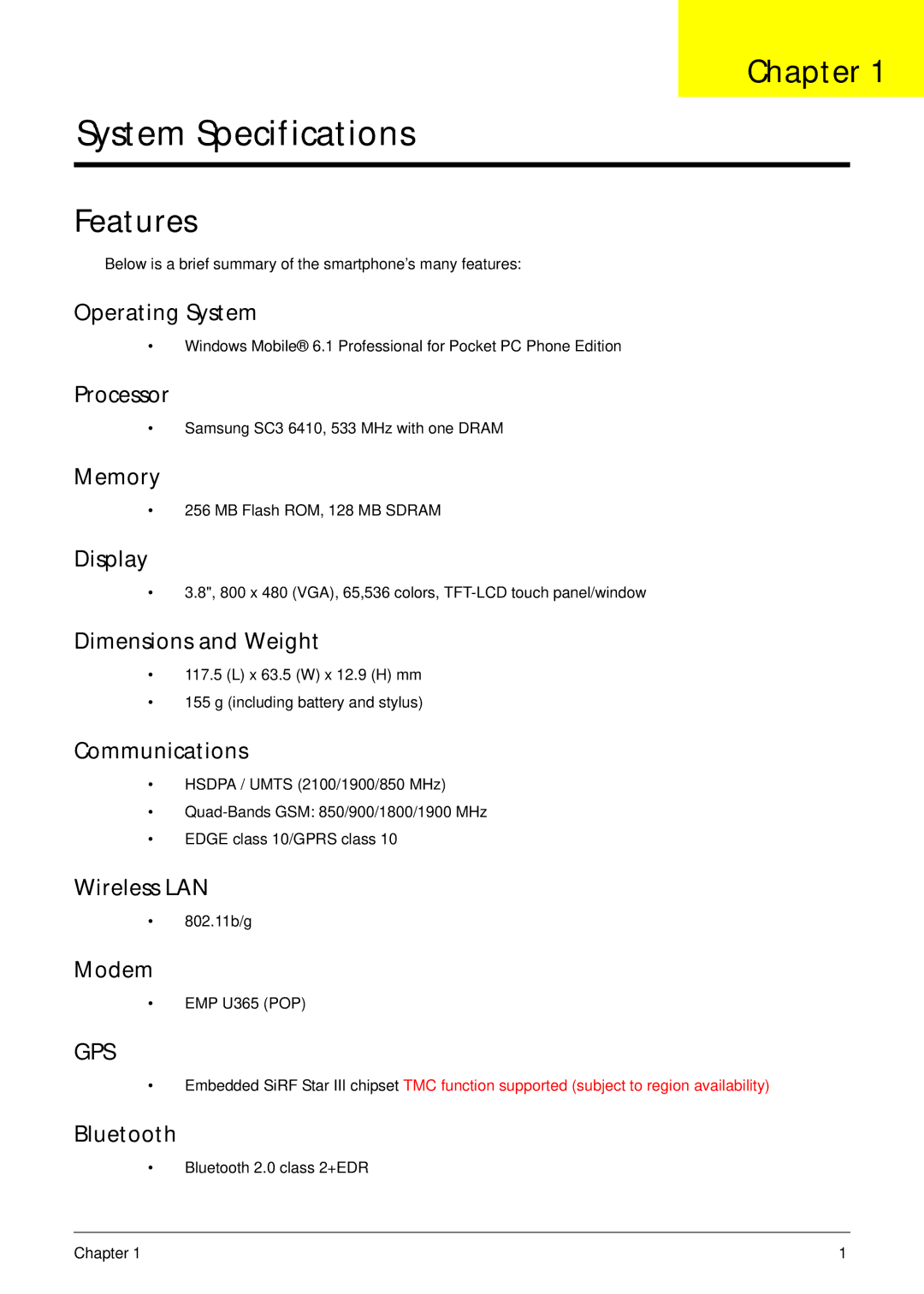 Acer F900 manual Chapter, Features 