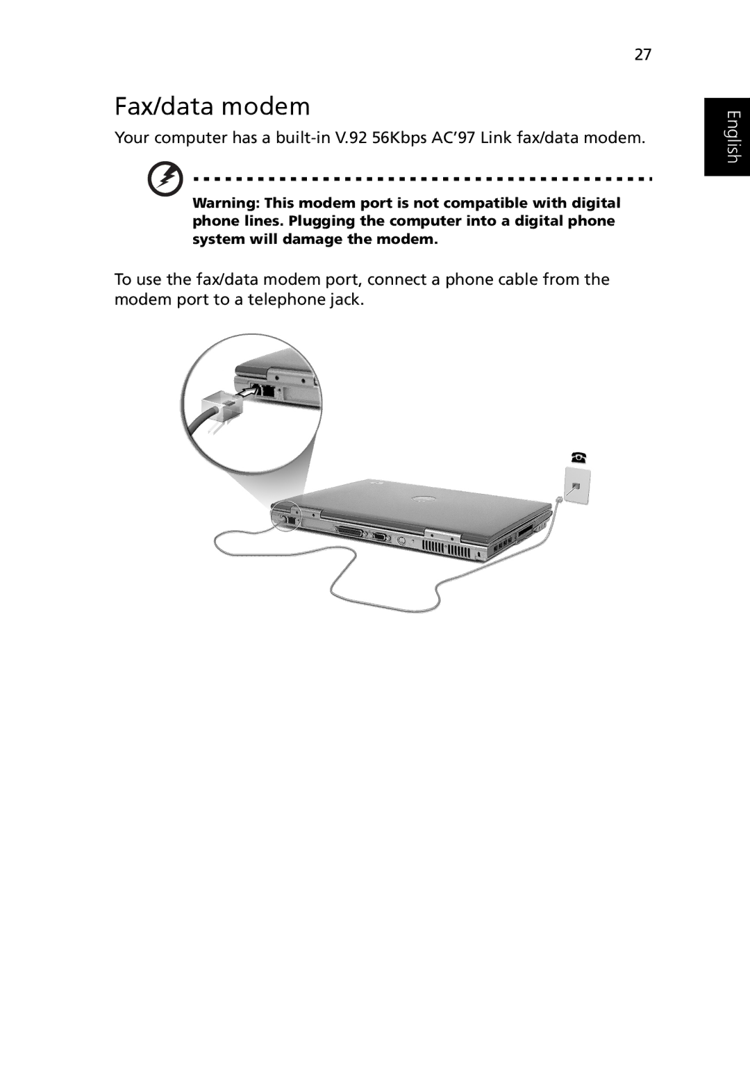 Acer Ferrari 3200 manual Fax/data modem 