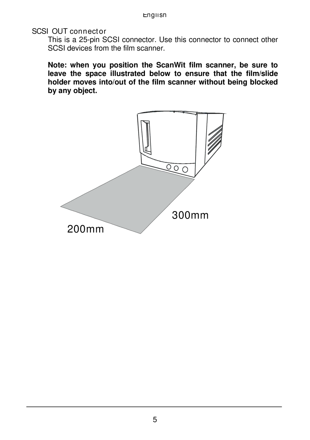 Acer Film Scanner user manual 300mm 200mm, Scsi OUT connector 