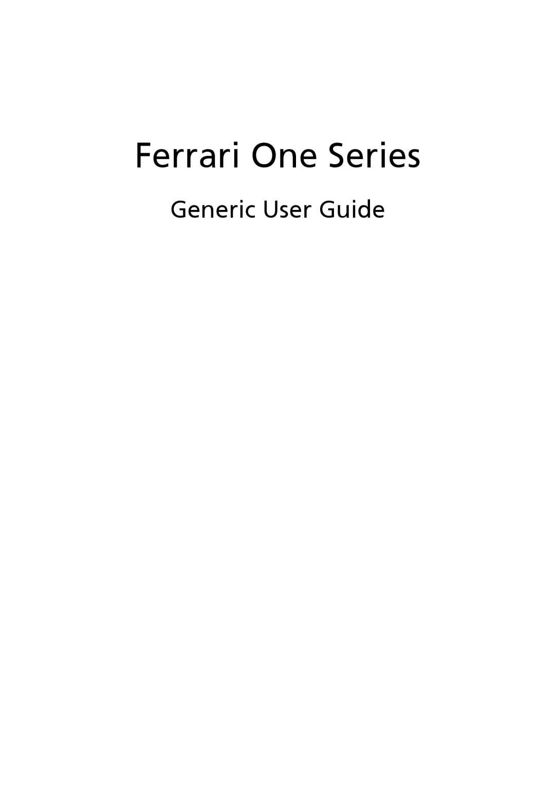 Acer FO200 manual Ferrari One Series, Generic User Guide 