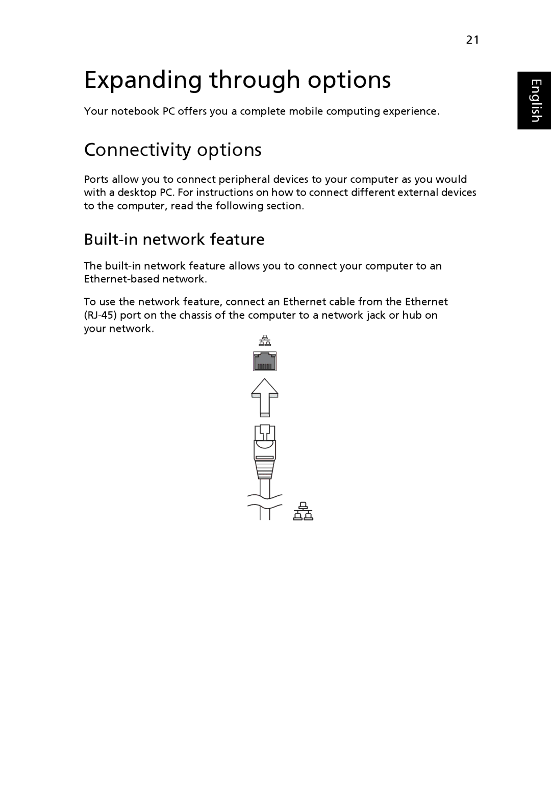 Acer FO200 manual Expanding through options, Connectivity options, Built-in network feature 