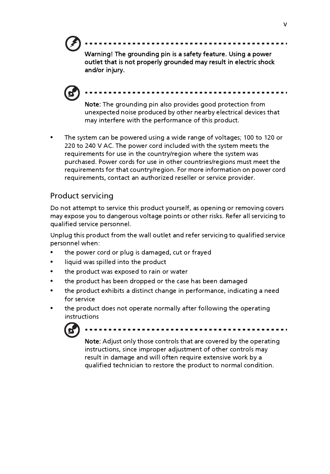 Acer FO200 manual Product servicing 