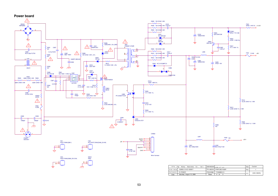 Acer G195HQ manual Power board 