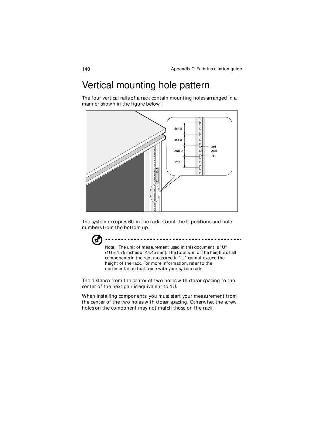 Acer G300 Series manual Vertical mounting hole pattern 