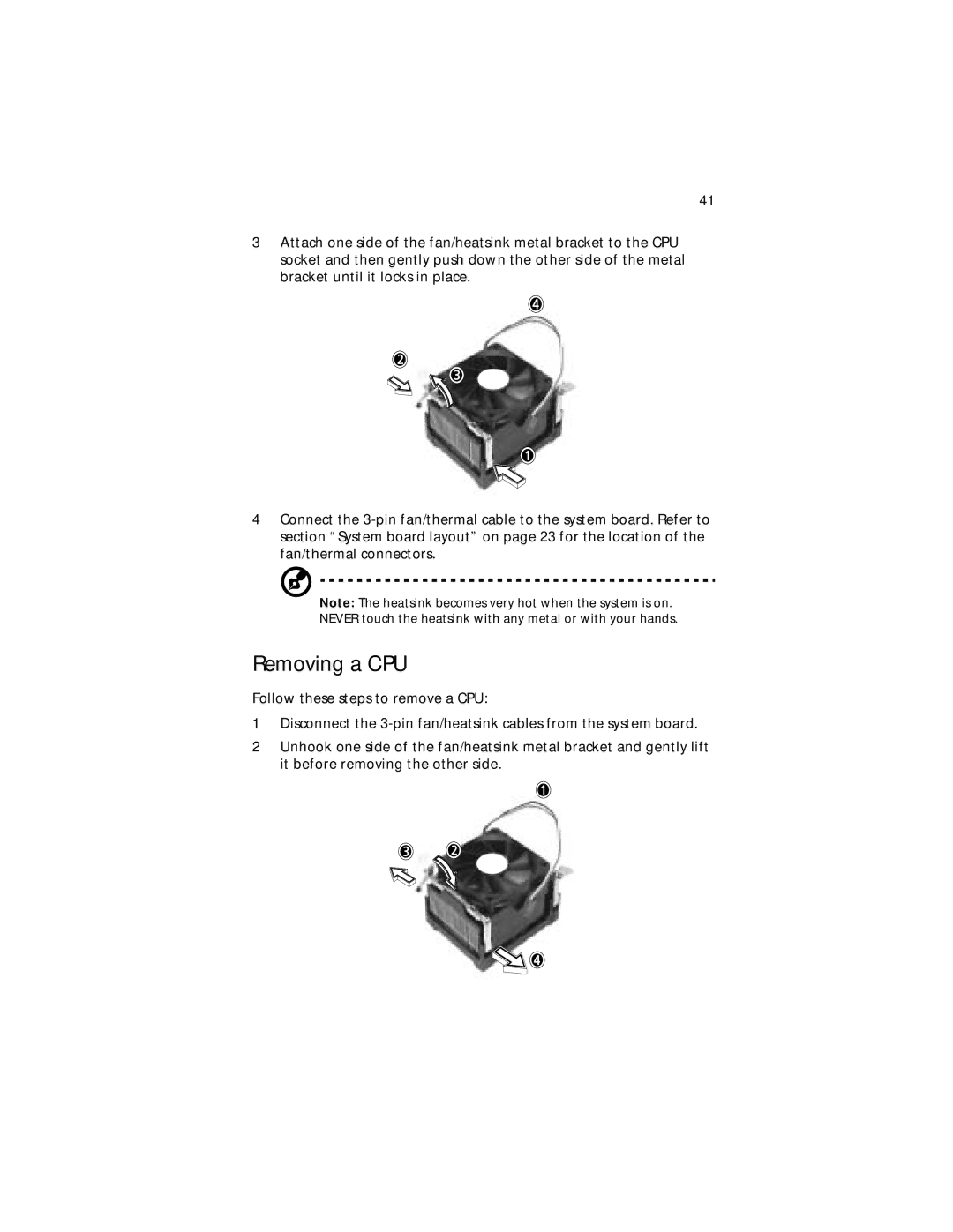 Acer G300 Series manual Removing a CPU 