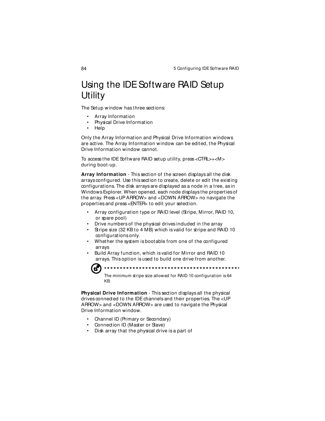 Acer G300 Series manual Using the IDE Software RAID Setup Utility 