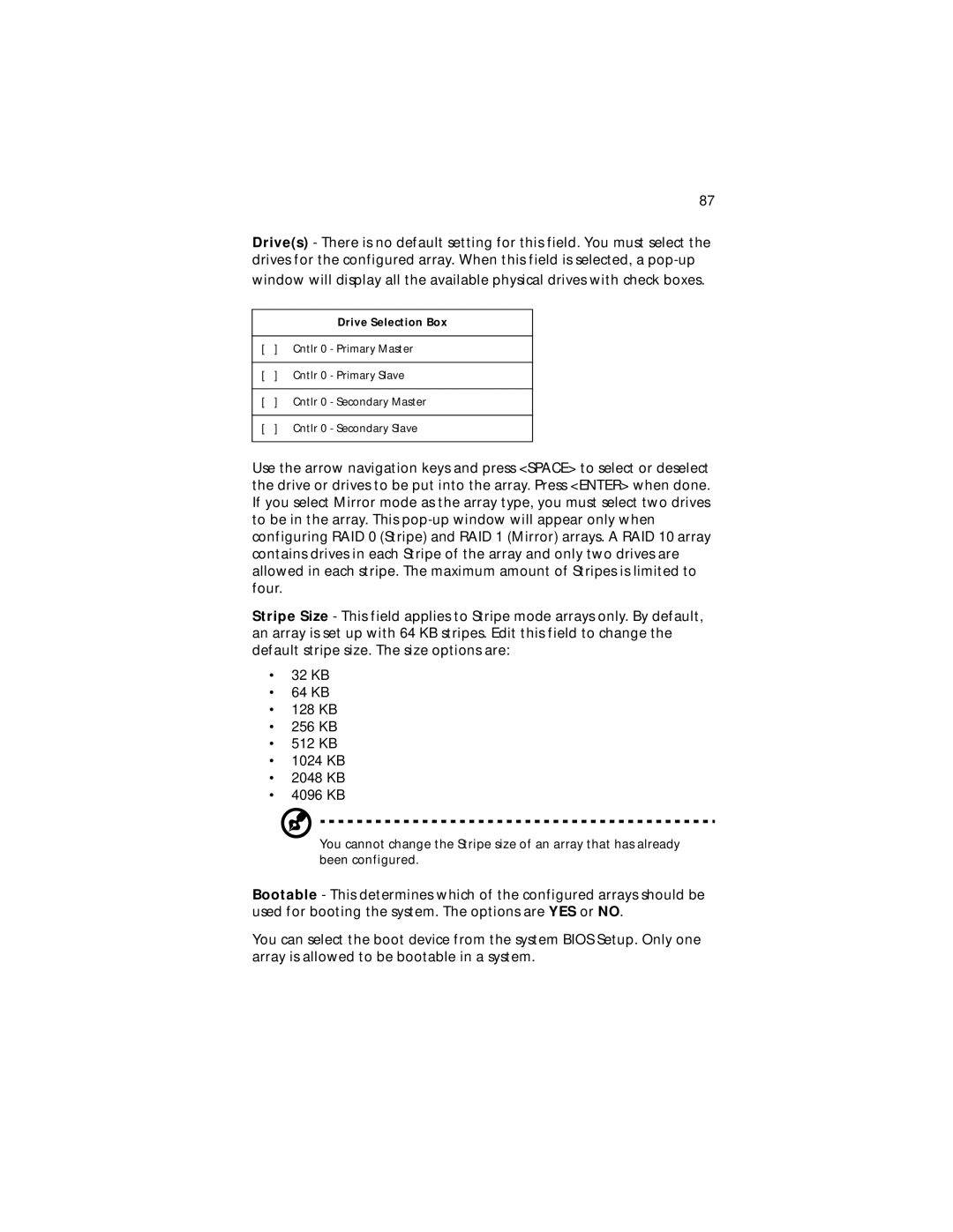 Acer G300 Series manual Drive Selection Box 