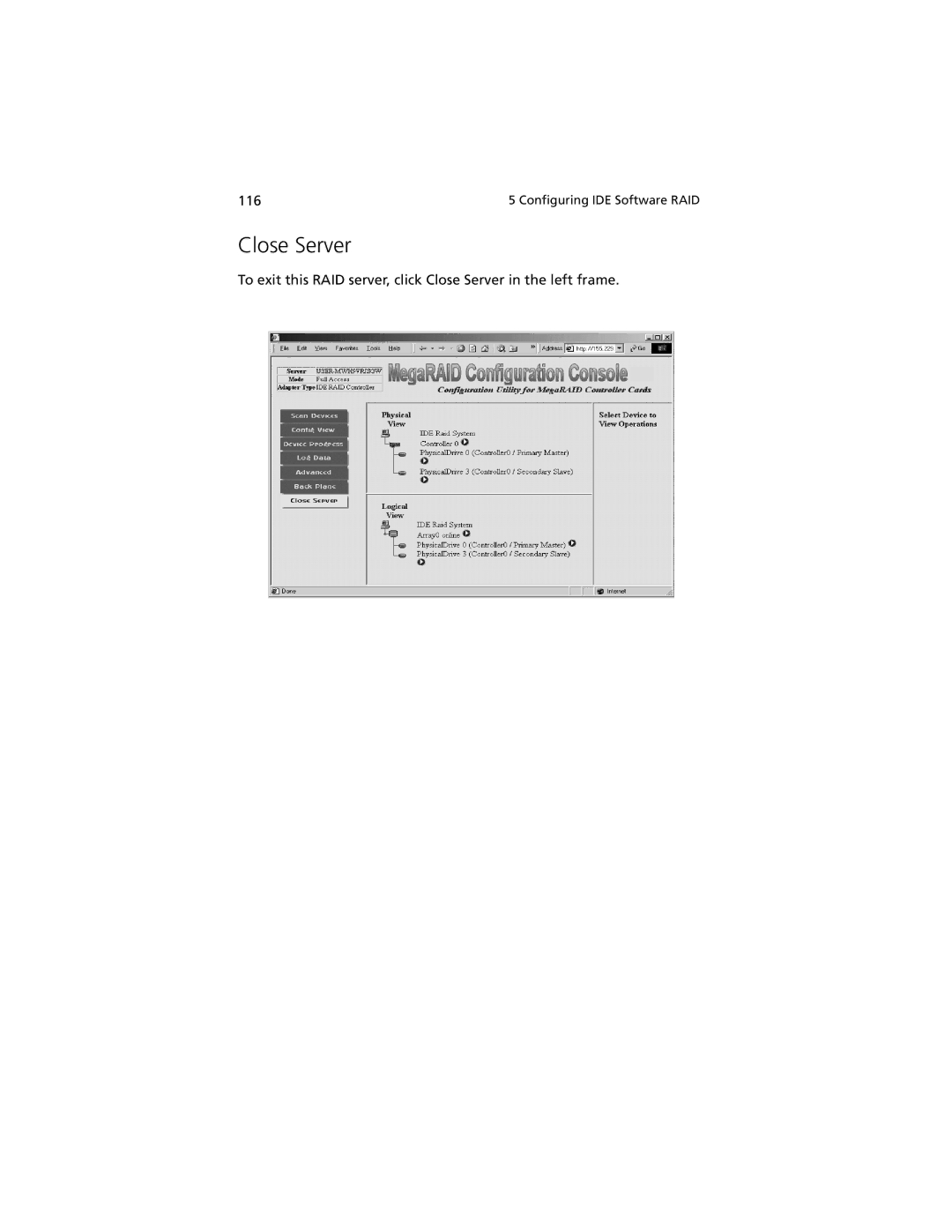 Acer G301 manual Close Server 