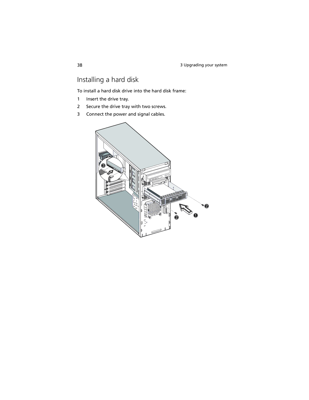 Acer G301 manual Installing a hard disk 