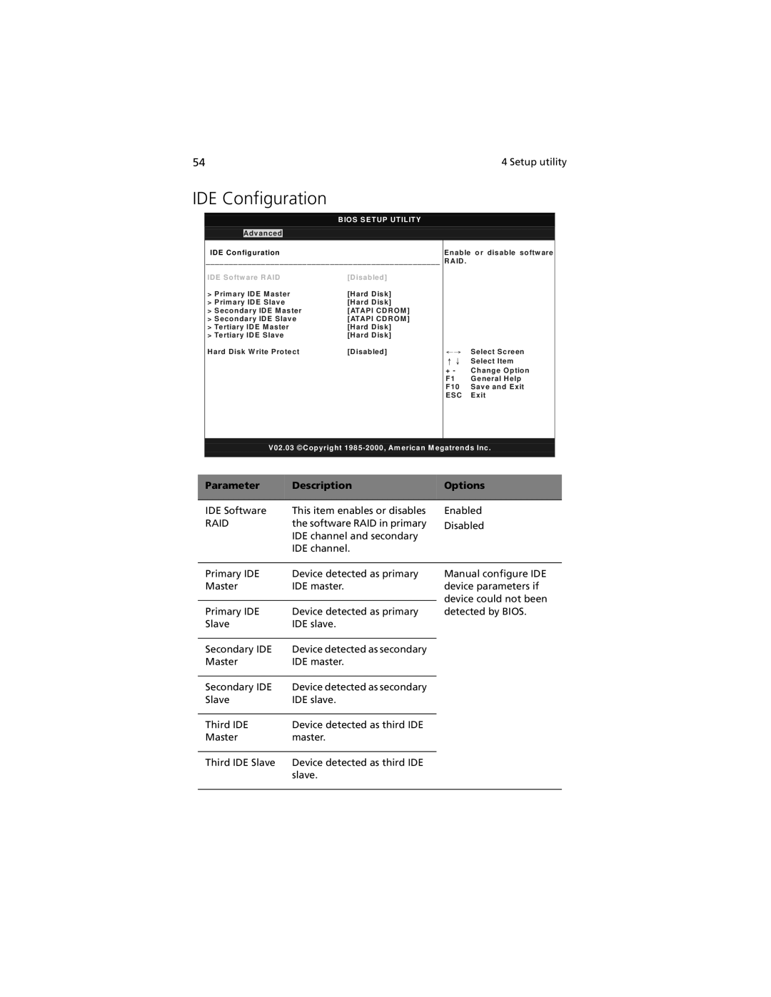 Acer G301 manual IDE Configuration, Bios Setup Utility 