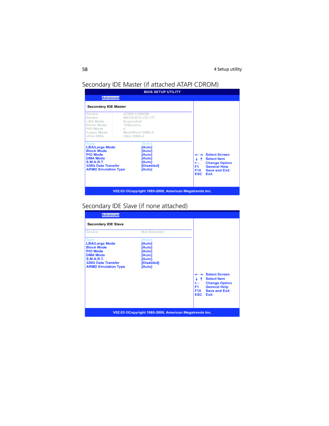 Acer G301 manual Setup utility 