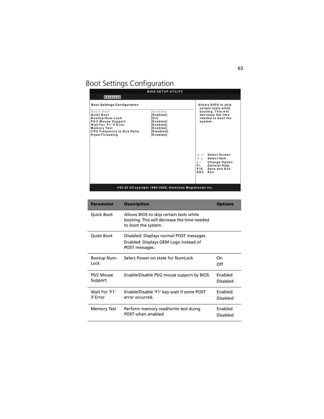 Acer G301 manual Boot Settings Configuration, Ick B o o t Ab led 