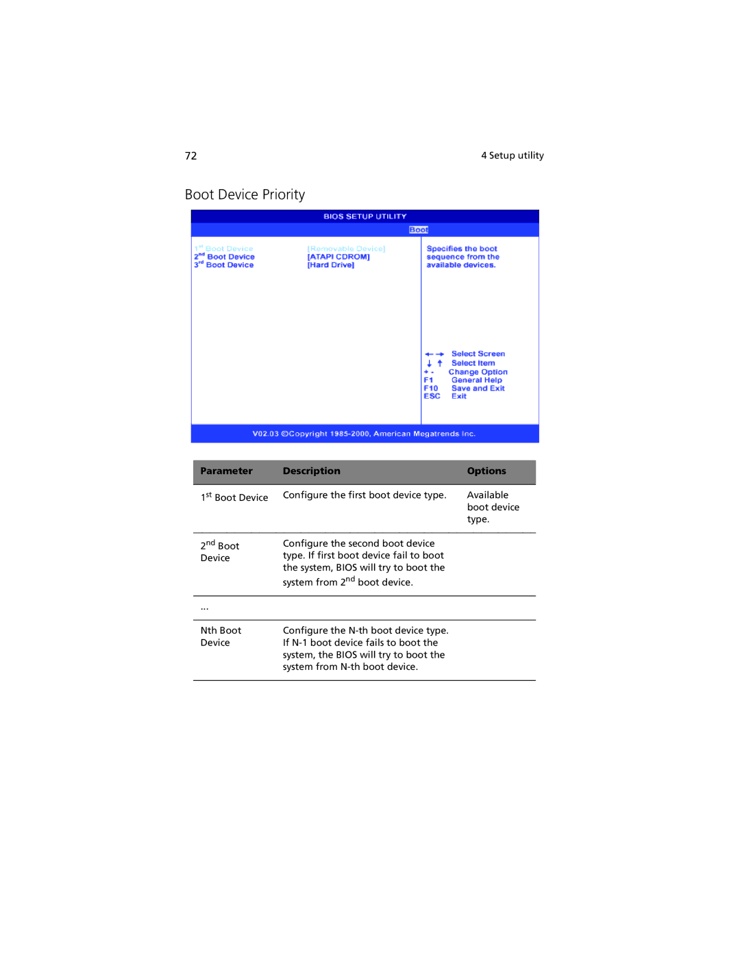 Acer G301 manual Boot Device Priority 