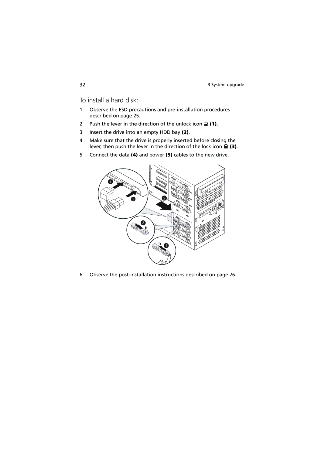 Acer G320 Series manual To install a hard disk 