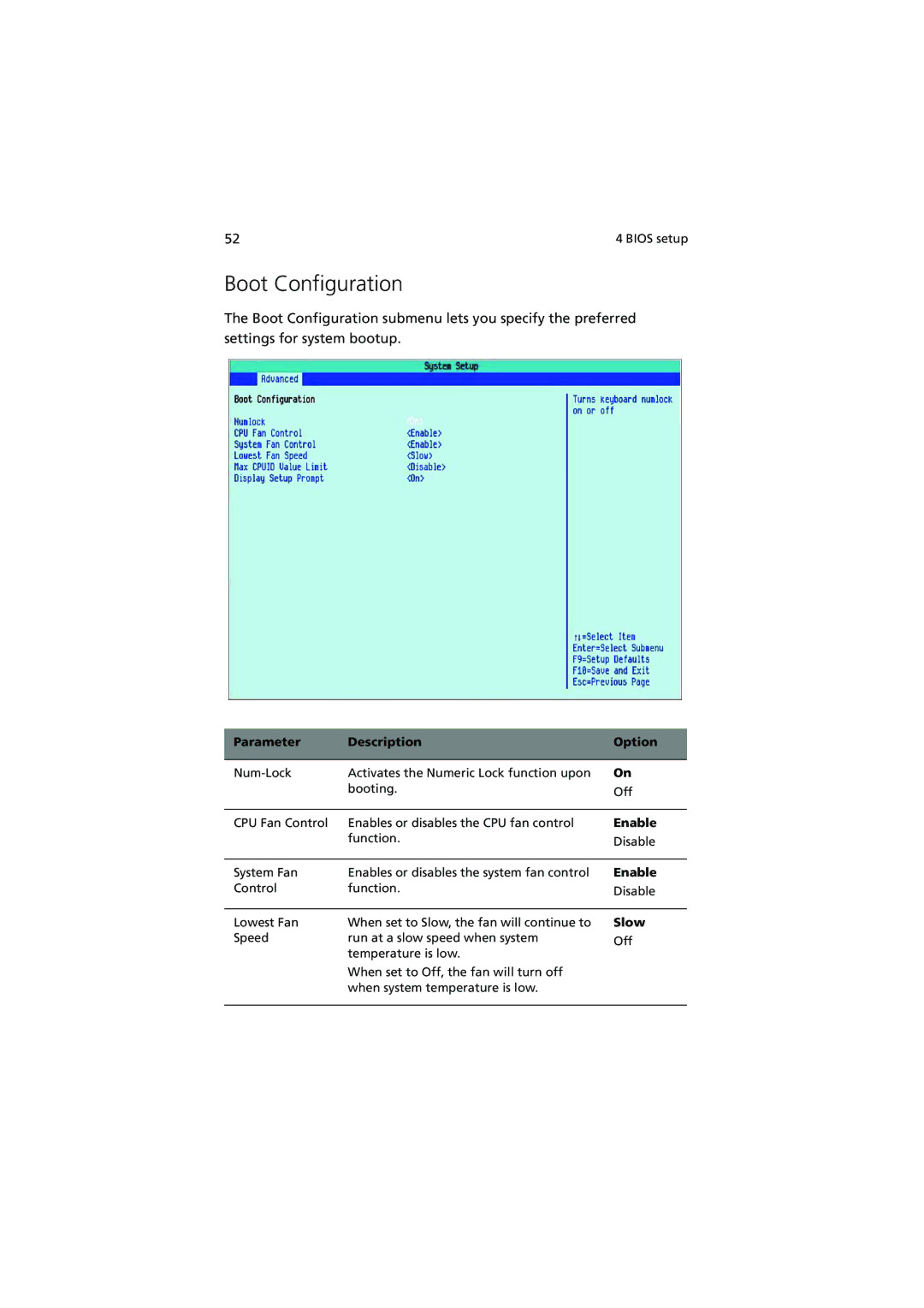 Acer G320 Series manual Boot Configuration, Enable, Slow 