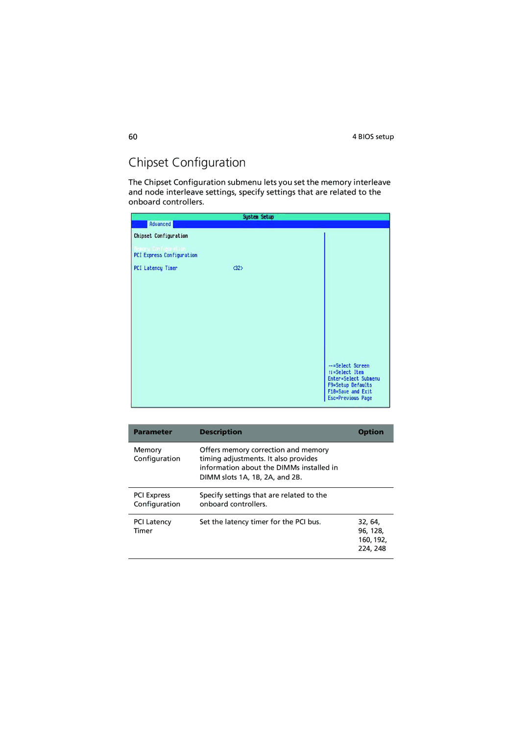 Acer G320 Series manual Chipset Configuration 