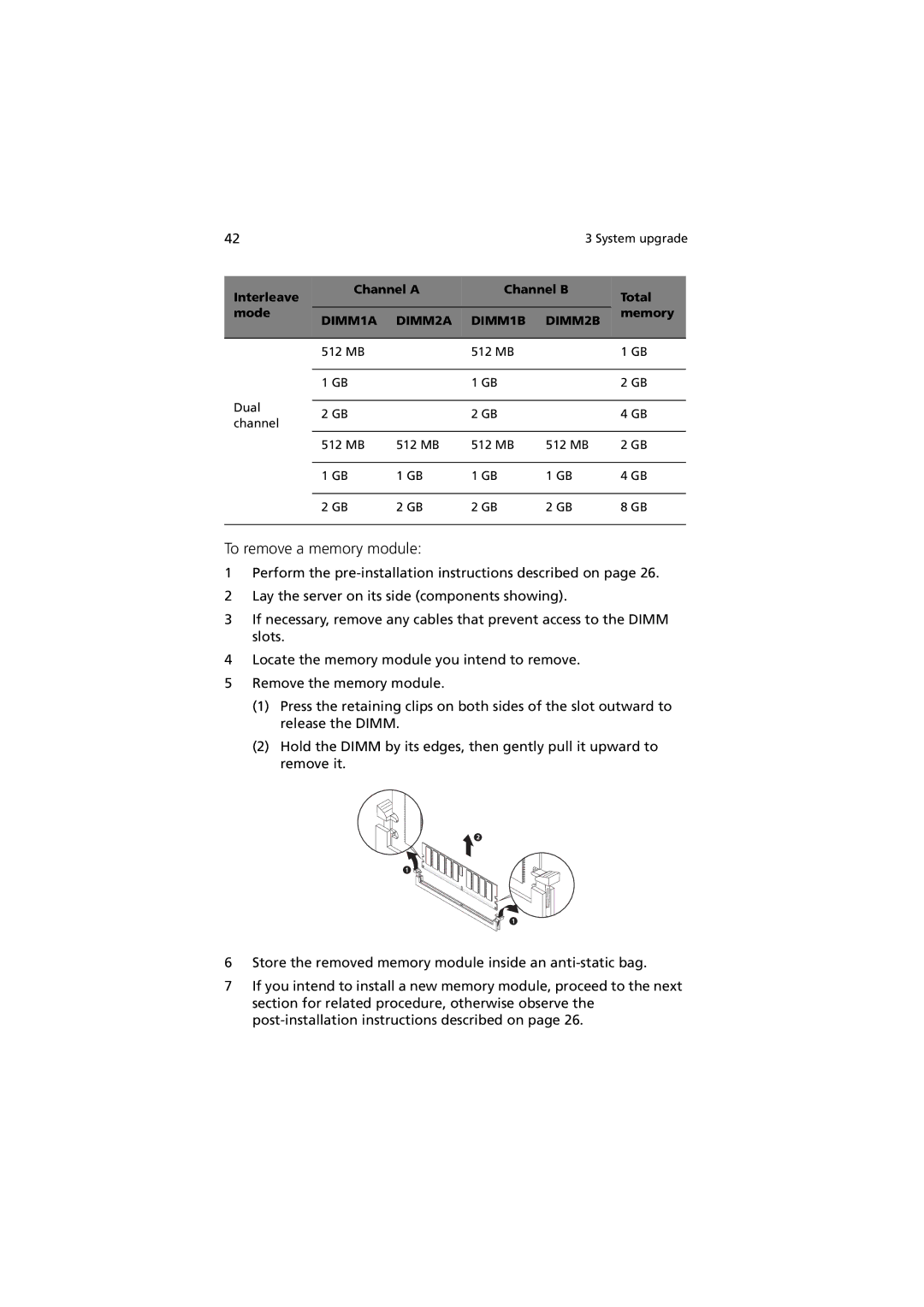 Acer G330 Series manual To remove a memory module 