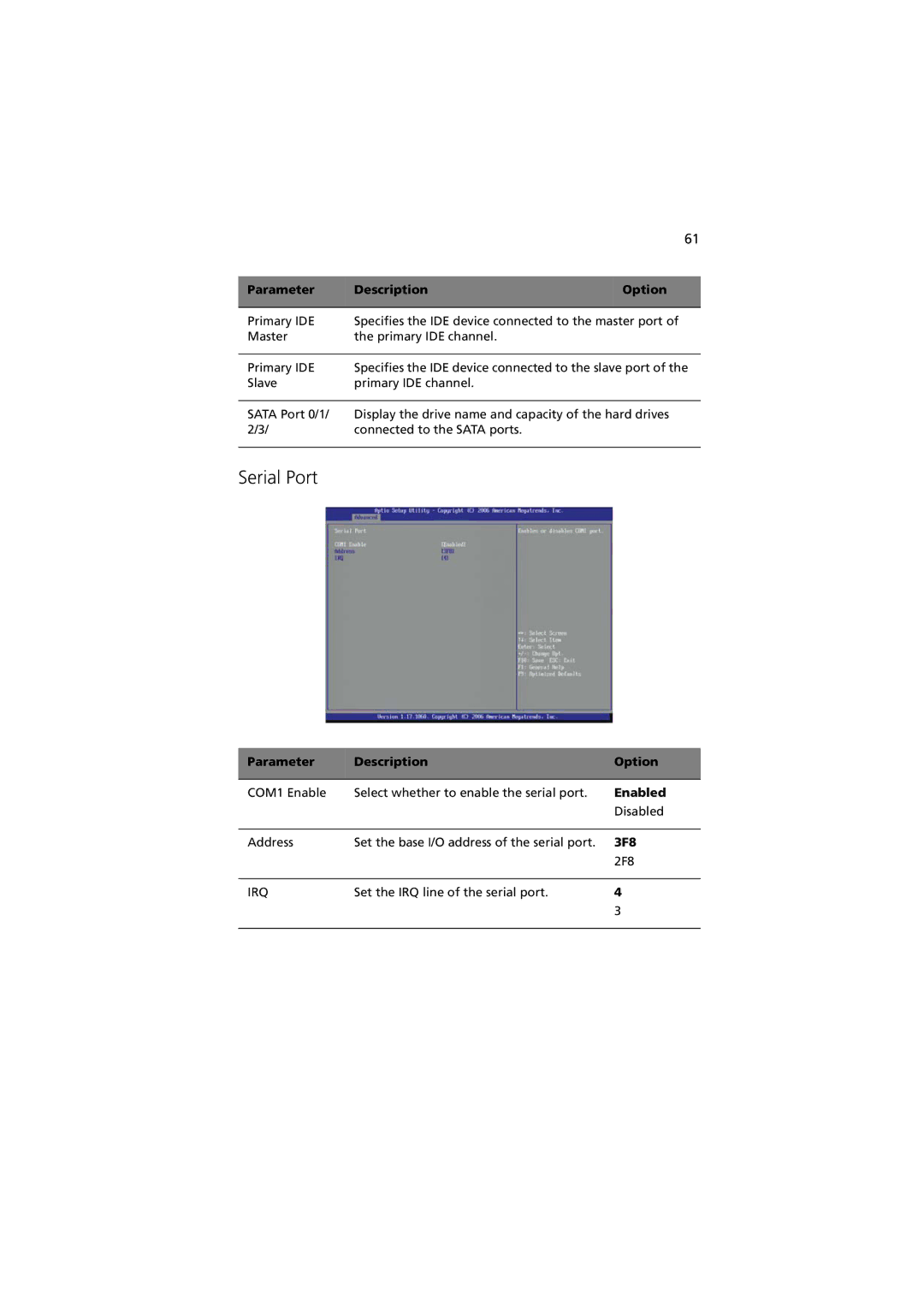 Acer G330 Series manual Serial Port, 3F8 