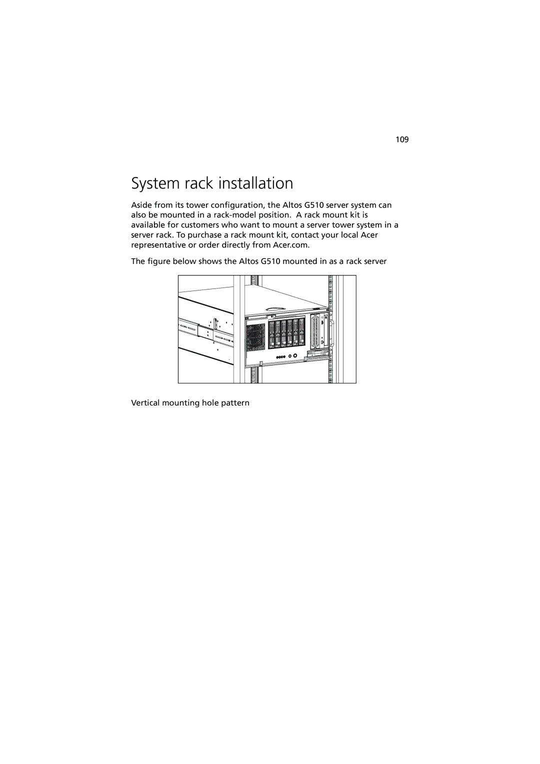 Acer G510 series manual System rack installation 