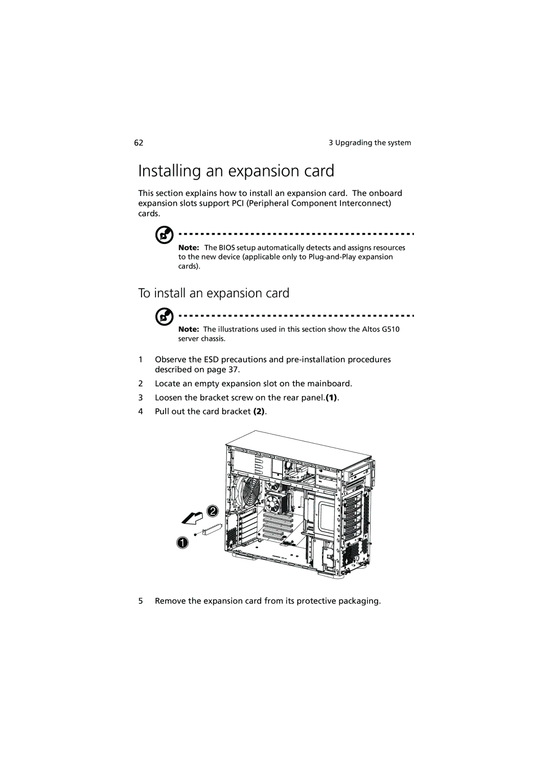 Acer G510 series manual Installing an expansion card, To install an expansion card 