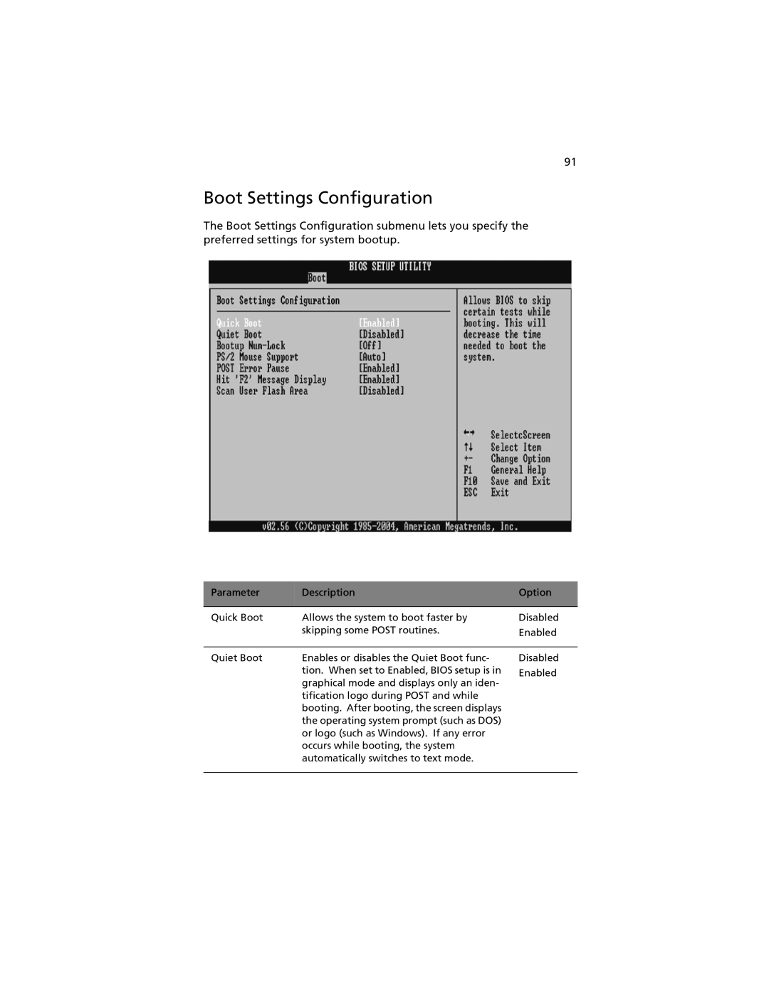 Acer G520 series manual Boot Settings Configuration 