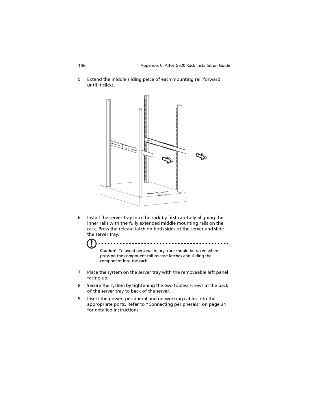 Acer G520 series manual Appendix C Altos G520 Rack Installation Guide 