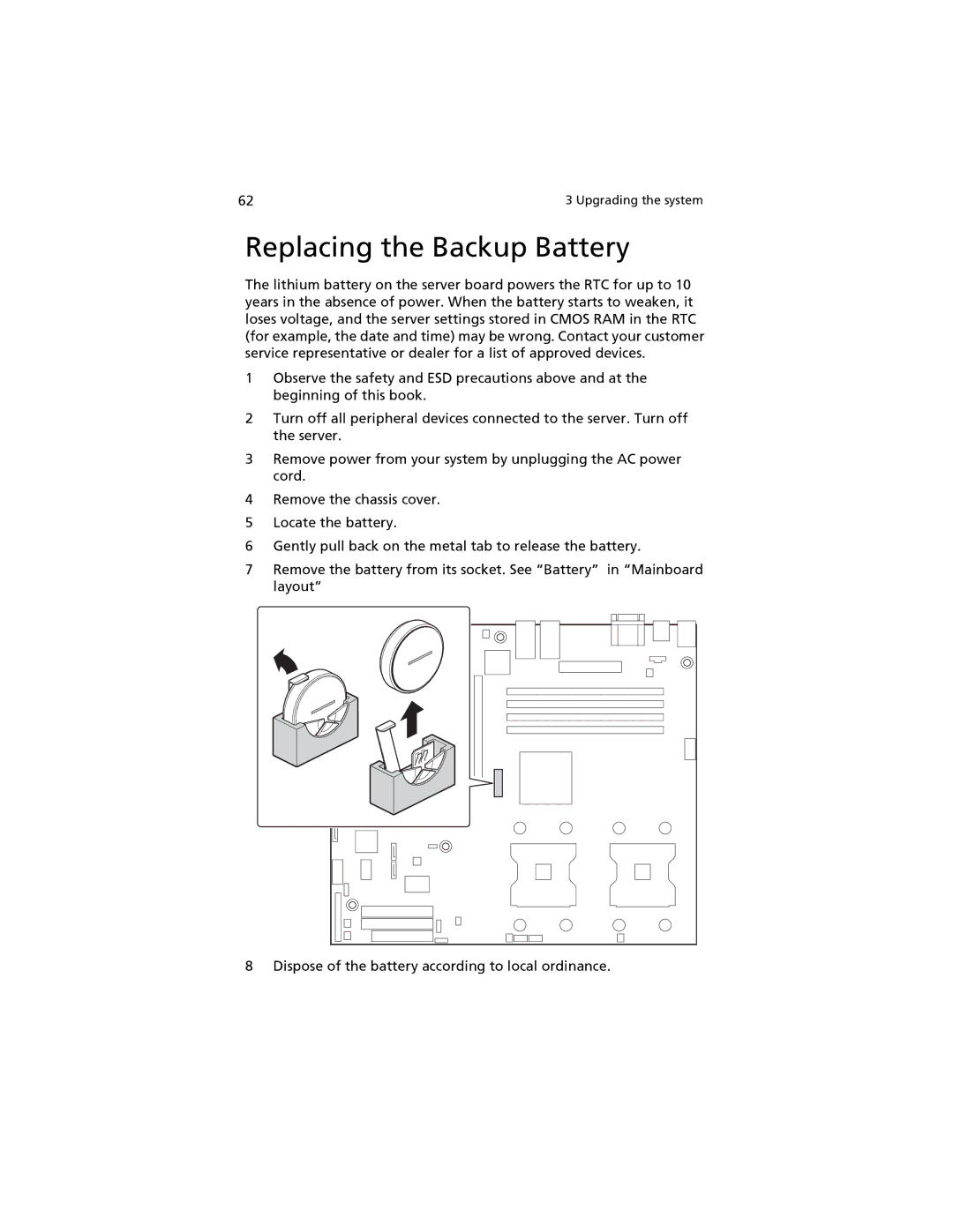 Acer G520 series manual Replacing the Backup Battery 