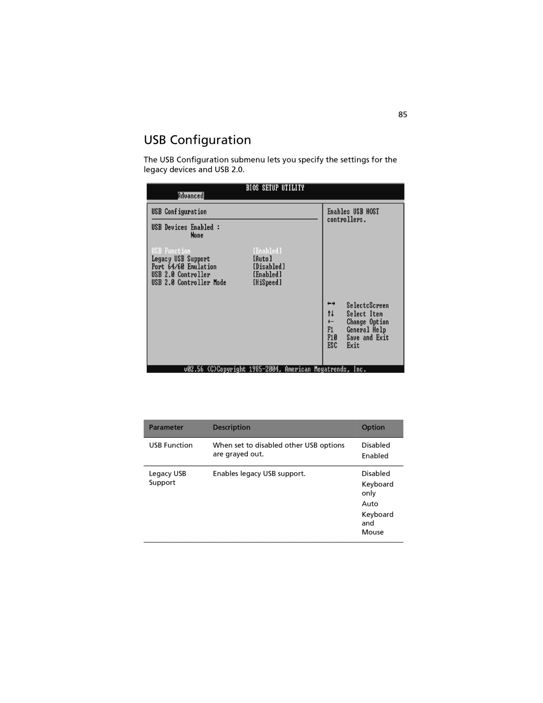 Acer G520 series manual USB Configuration 