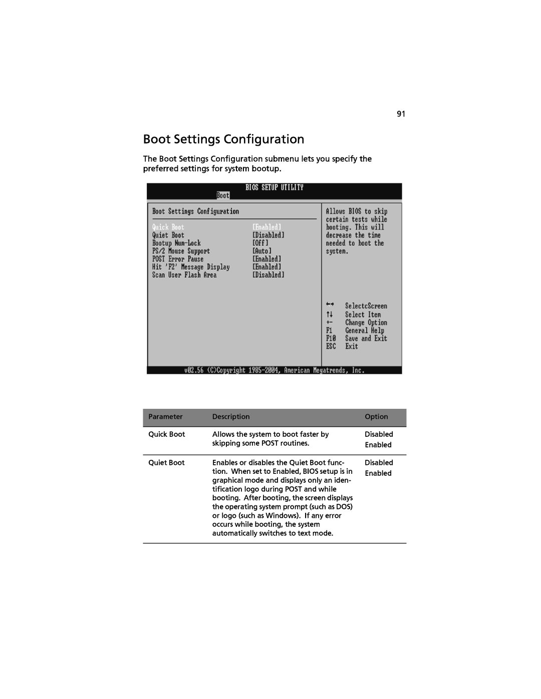 Acer G520 series manual Boot Settings Configuration 
