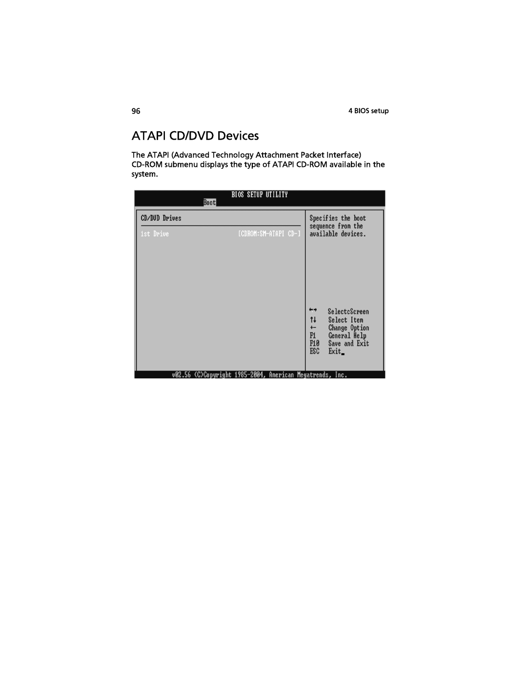Acer G520 series manual ATAPI CD/DVD Devices, BIOS setup 