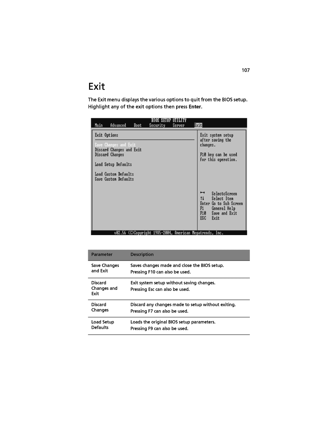 Acer G520 series manual Exit 