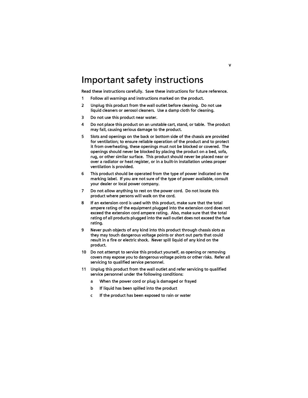 Acer G520 series manual Important safety instructions 