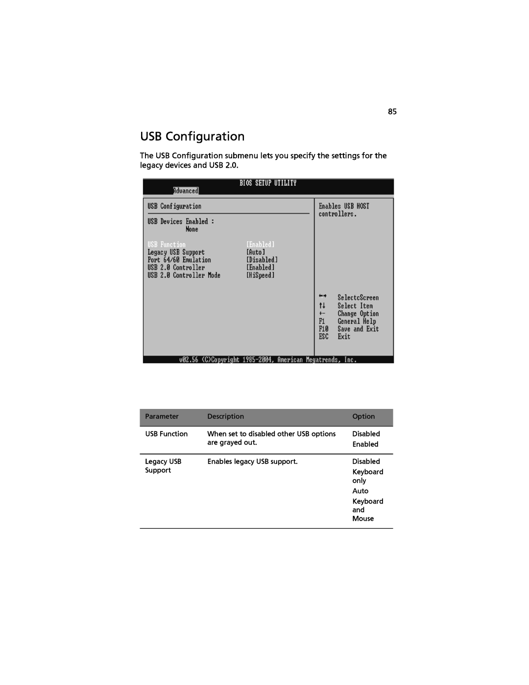 Acer G520 series manual USB Configuration 