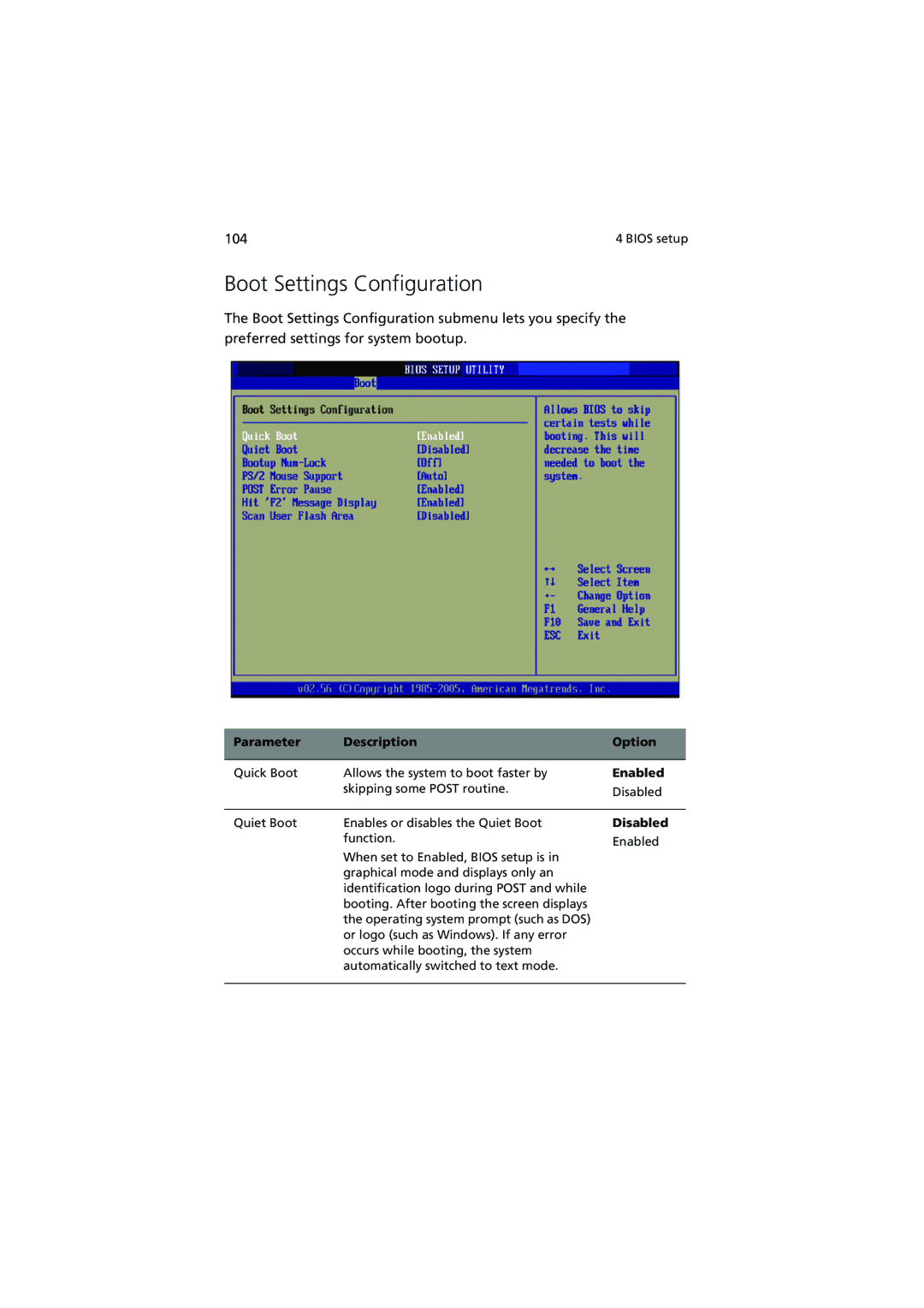 Acer G530 Series manual Boot Settings Configuration 