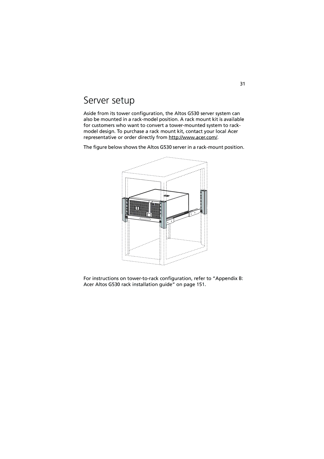 Acer G530 Series manual Server setup 