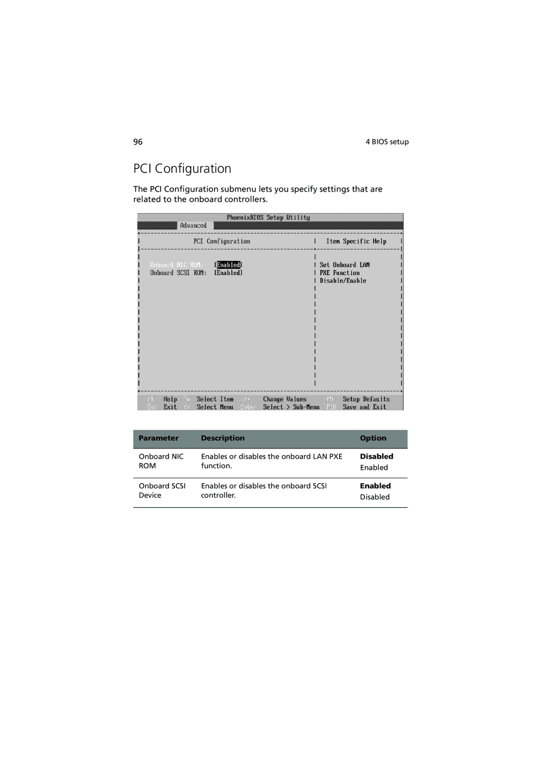 Acer G5350 Series manual PCI Configuration, Disabled 