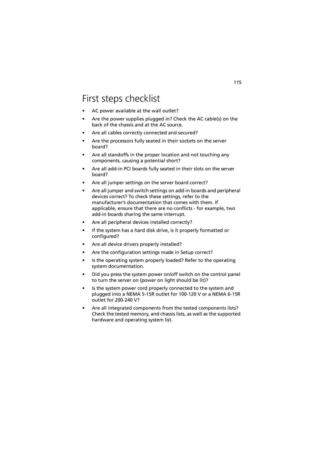 Acer G5350 Series manual First steps checklist 