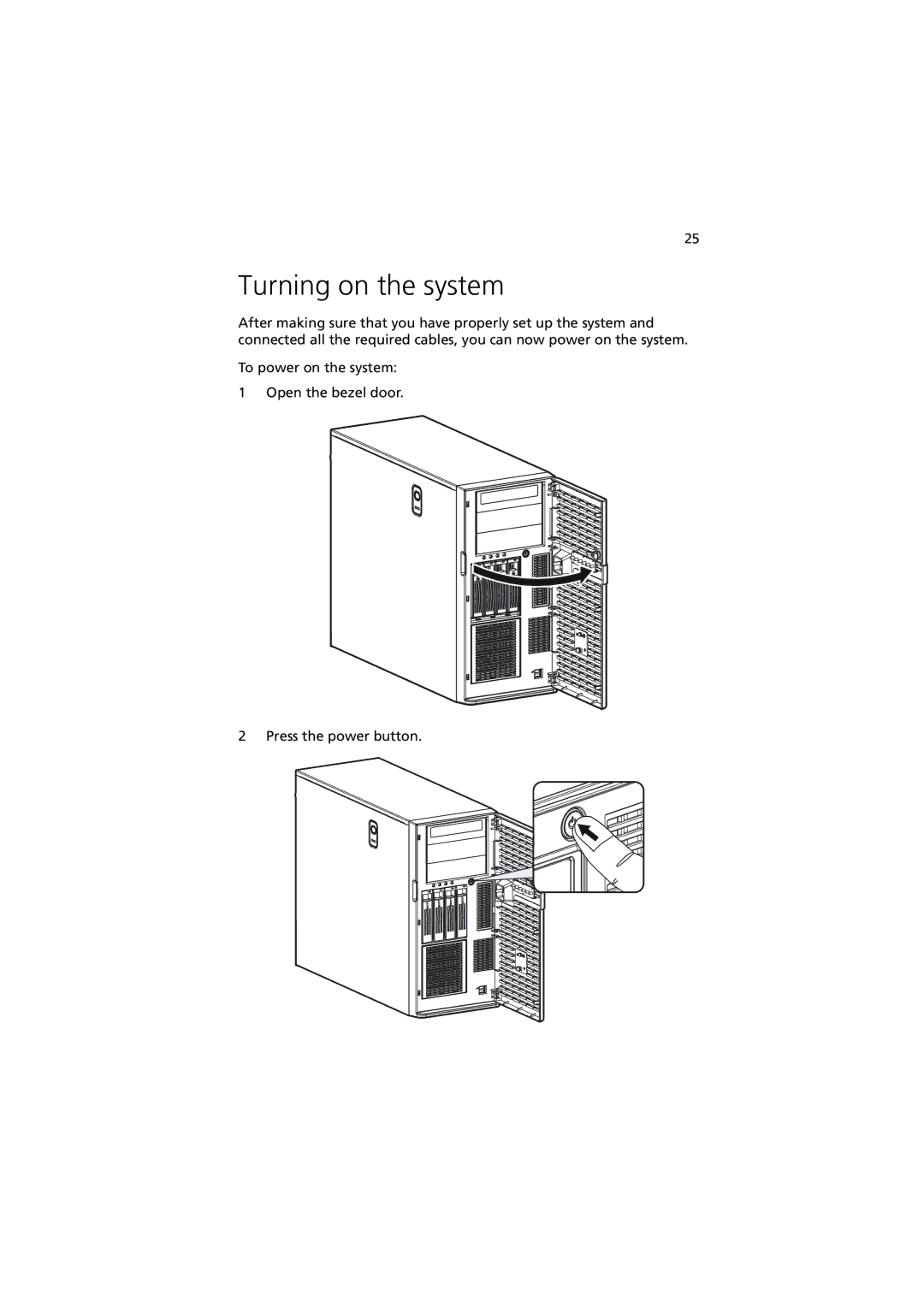 Acer G5350 Series manual Turning on the system 