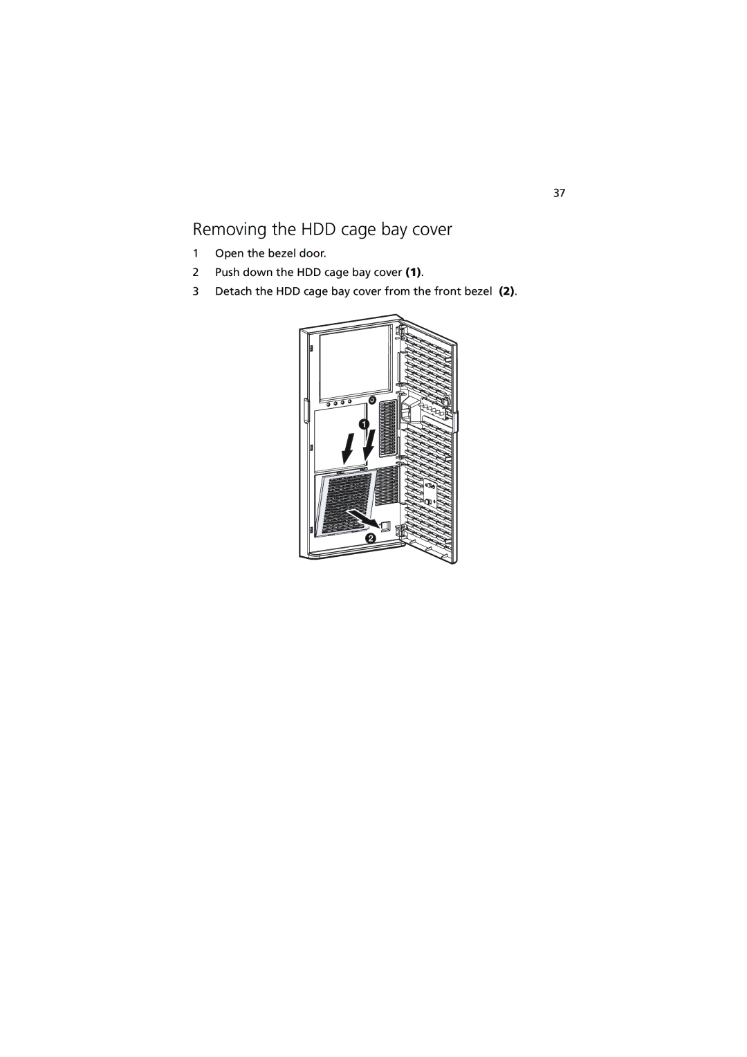 Acer G5350 Series manual Removing the HDD cage bay cover 