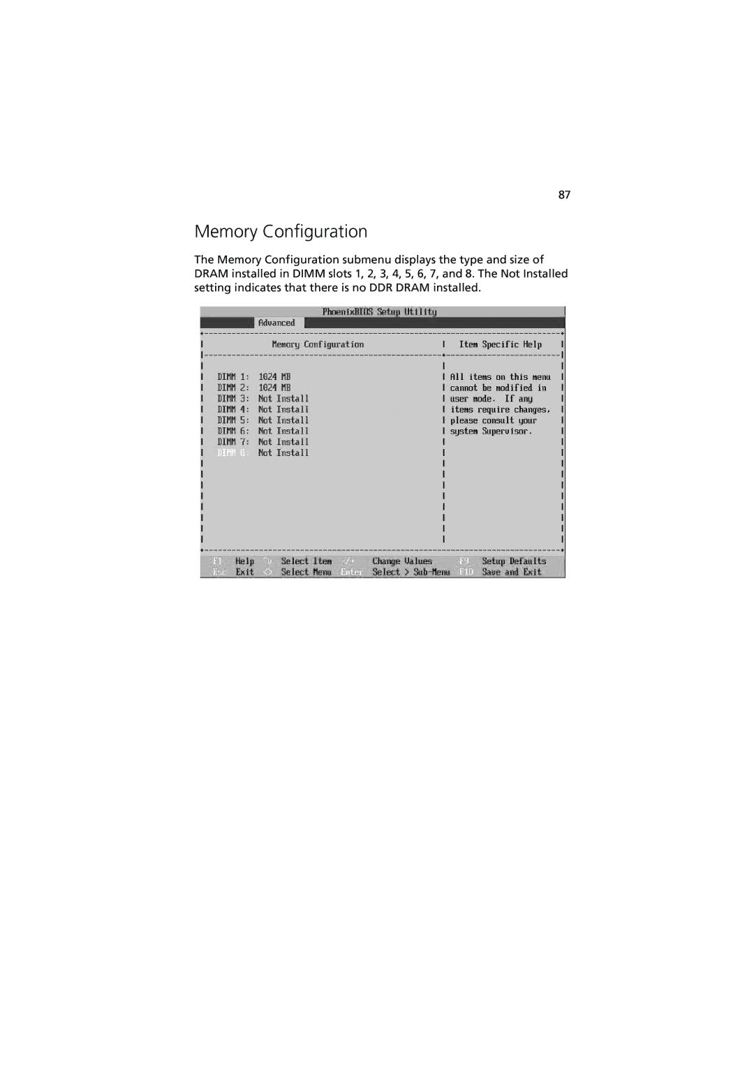 Acer G5350 Series manual Memory Configuration 