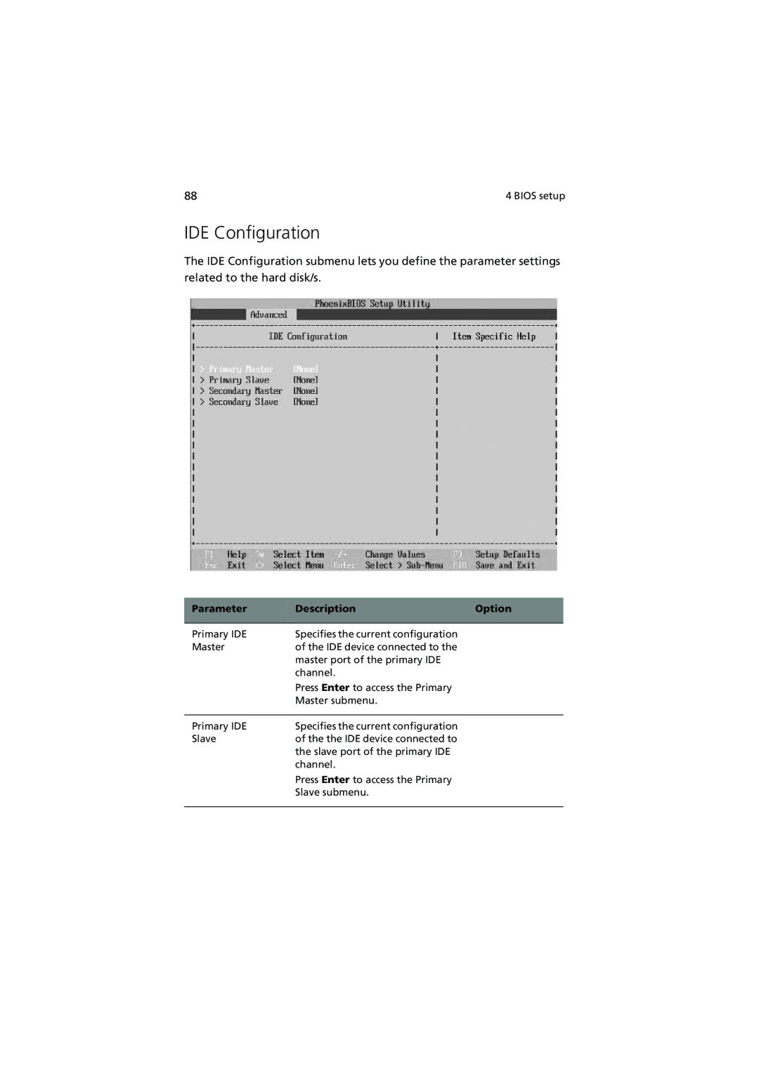 Acer G5350 Series manual IDE Configuration 