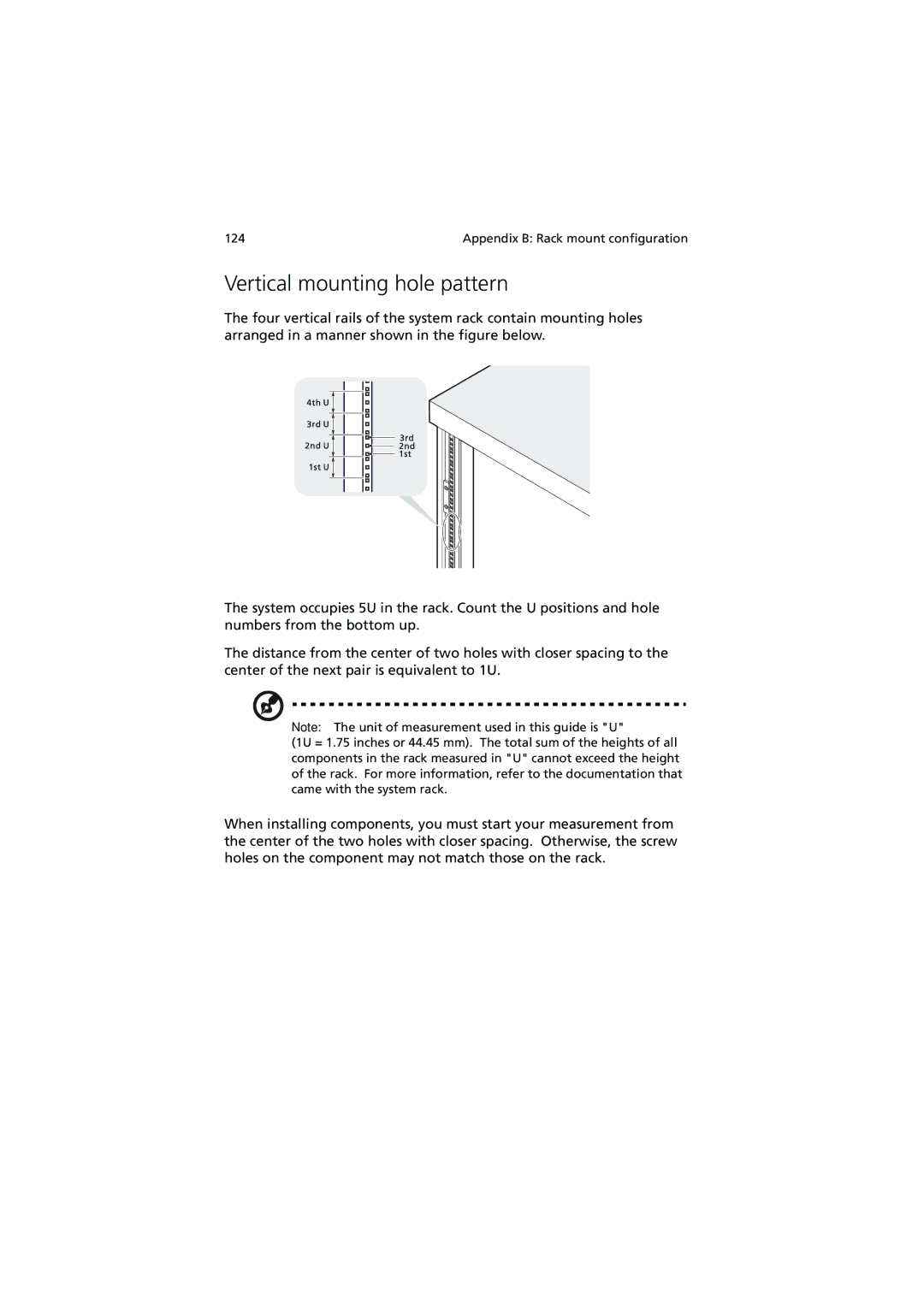 Acer G540 Series manual Vertical mounting hole pattern 