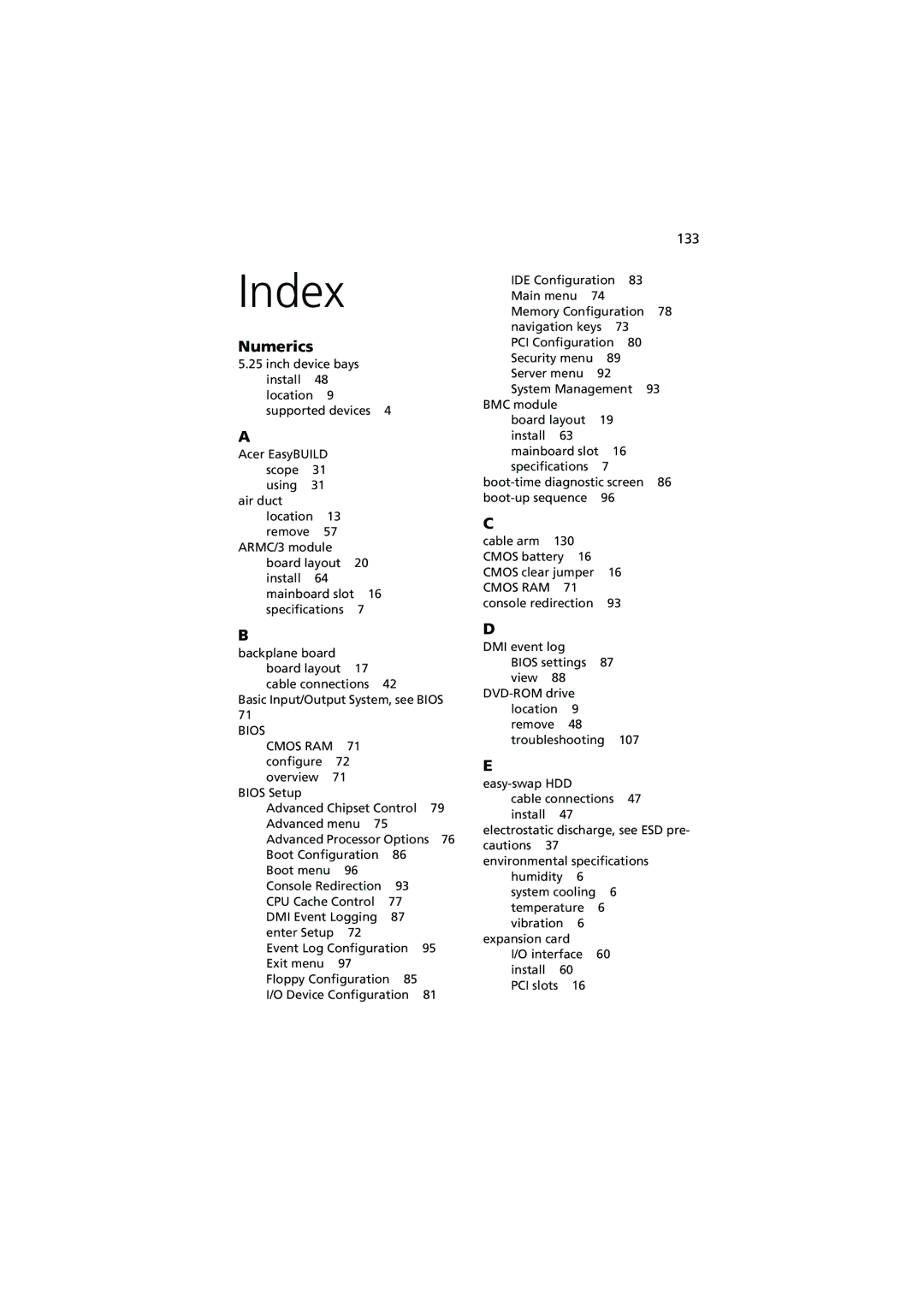 Acer G540 Series manual Index 