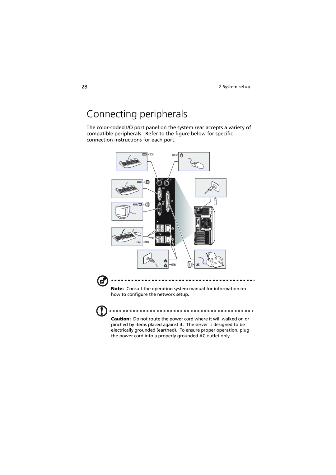 Acer G540 Series manual Connecting peripherals 