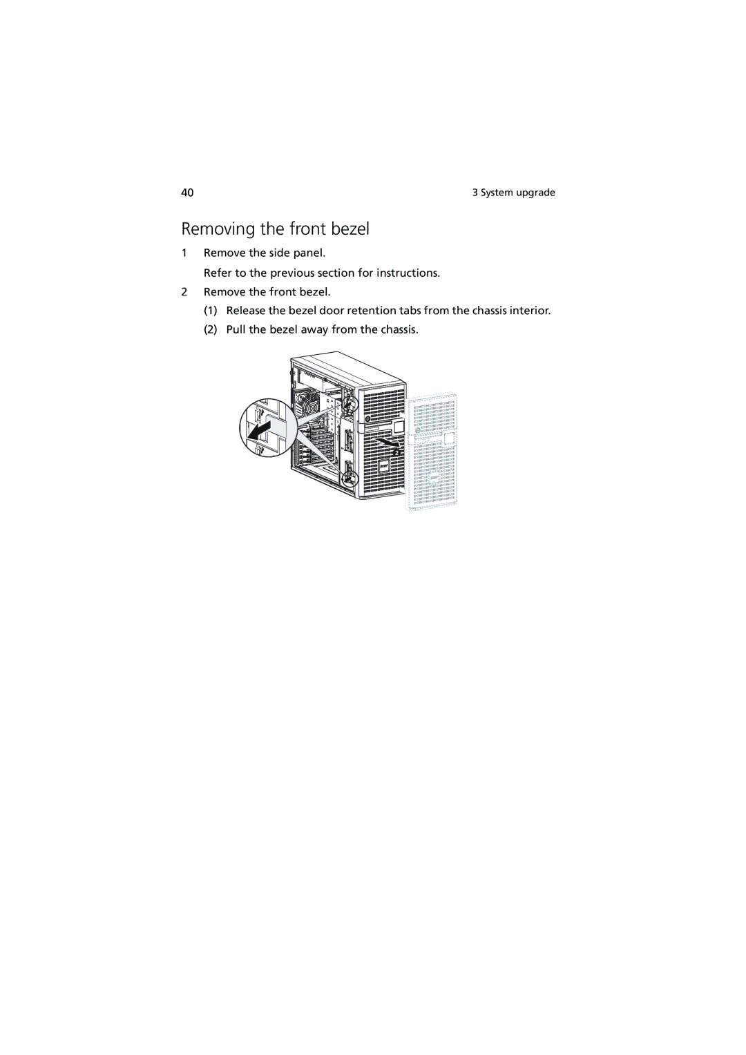 Acer G540 Series manual Removing the front bezel 