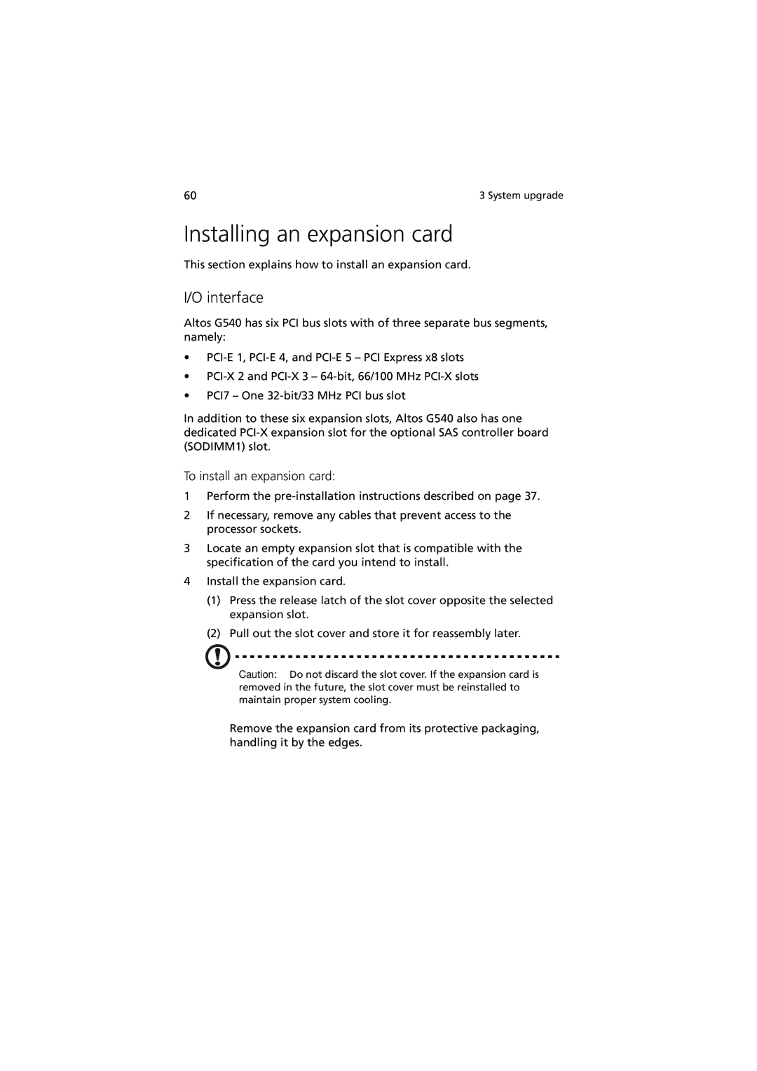 Acer G540 Series manual Installing an expansion card, Interface, To install an expansion card 