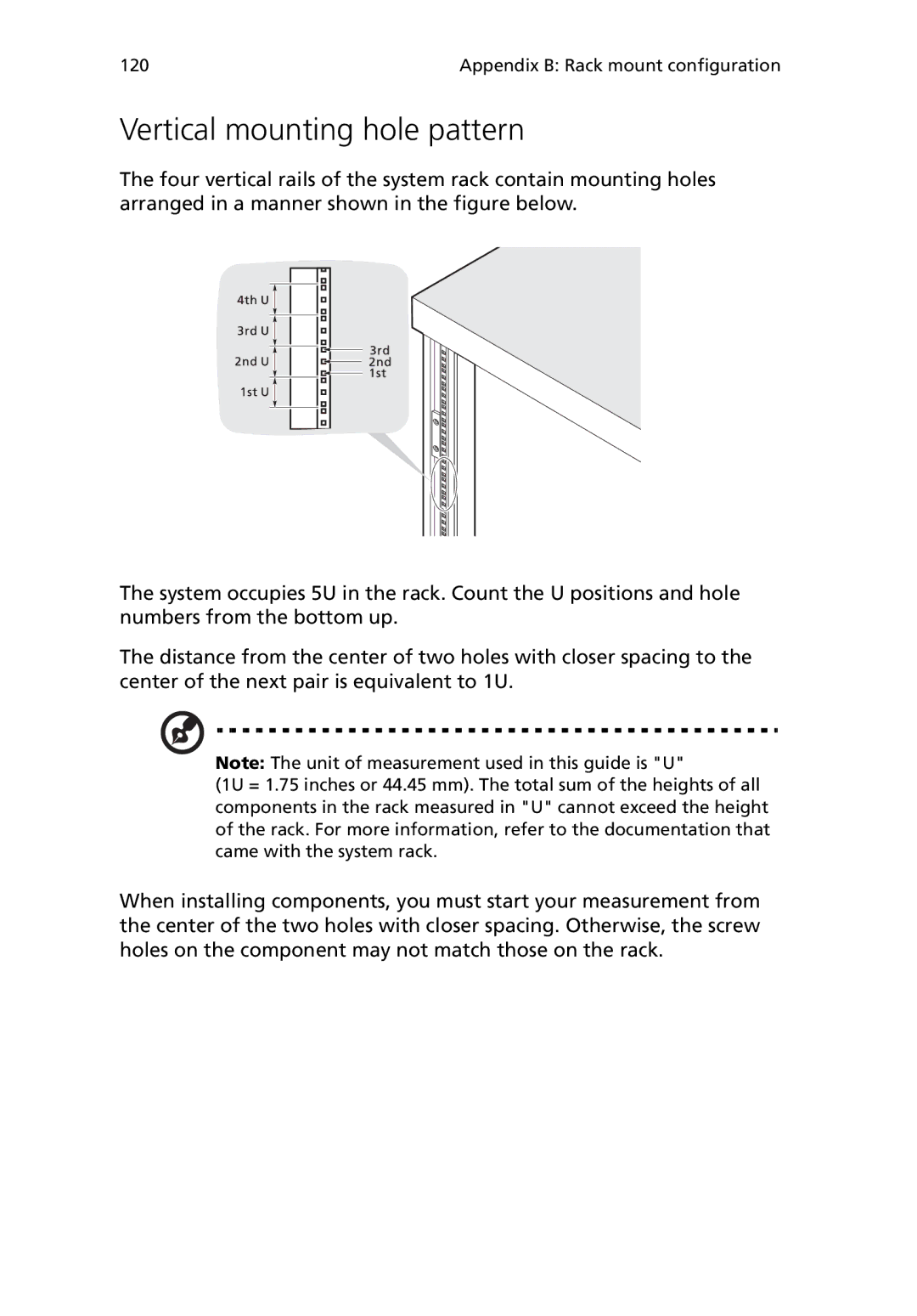 Acer G5450 Series manual Vertical mounting hole pattern 